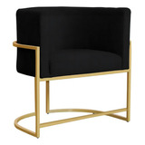 Cadeira Poltrona Decorativa Veludo Luna Base Metal Gold Cor Preto