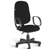Cadeira Presidente Ergonômica Preta Com Estofado De Tecido
