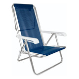 Cadeira Reclinável 8 Posições Alumínio Praia Piscina Mor Cor Azul