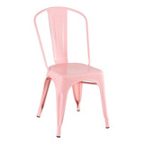 Cadeira Tolix Iron Metal Aço Industrial Loft Rosa Antigo