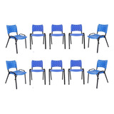 Cadeira Universitária Iso Comercial Kit Com 10 Base Preta