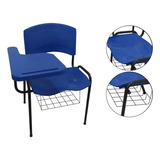 Cadeira Universitária Plástica Azul 4 Unidades Prancheta