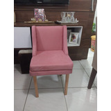 Cadeiras De Jantar Liz Suede Rosa Pés Palitos Quadrados 00