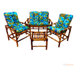 Cadeiras E Mesa De Bambu Jogo Completo Jardim Branca E Flor