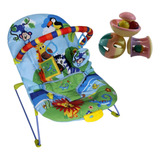 Cadeirinha De Bebê Vibratória Descanso Azul 9kg + Chocalho