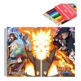 Caderno De Desenho Naruto 2023 Cd 60fls + Lápis De Cor Faber