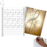 Caderno De Musica Grande C/ Pautas E Teoria Músical Educação