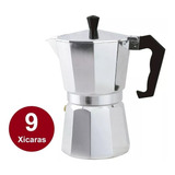 Cafeteira Italiana Moka 9 Xícaras Café Expresso Em Casa Cor Alumínio