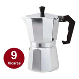 Cafeteira Italiana Moka 9 Xícaras Café Expresso Em Casa Cor Alumínio