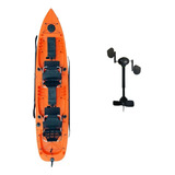 Caiaque De Pesca Duplo Mero Com 1 Pedal - Caiaker Cor Laranja