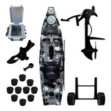 Caiaque Iron Com Pedal + Kit Acessórios Milha Naútica Cor Camuflado Cinza