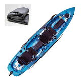 Caiaque Pesca Mero Duplo Caiaker+capa Proteção-melhor Fret Cor Azul Camuflado