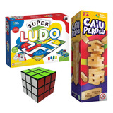 Caiu Perdeu Torre Super Ludo Tabuleiro Cubo Mágico Infantil