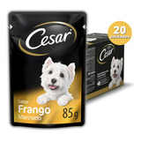 Caixa 20 Sachês Ração Úmida Cesar Sabor Frango Marinado 85g