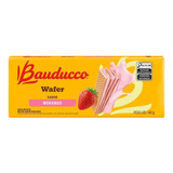 Caixa 54 Pacotes Biscoito Wafer De Morango Bauducco 140g 