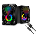 Caixa Caixinha Som Para Pc Gamer Potente Rgb Portatil Usb P2