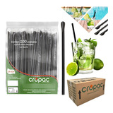 Caixa Canudo Colher Mexedor Caipirinha 5,8mm 1.200 Un Preto 