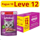 Caixa Com 12 Sachê Whiskas Gatos Adultos Sabor Carne 85g