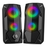 Caixa D Som Gamer Led Rgb Subwoofer Pc Computador P2 20w Rms