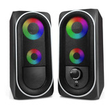 Caixa D Som Gamer Led Rgb Subwoofer Pc Computador P2 20w Rms