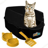 Caixa De Areia Banheiro Gato Sanitário Furba Sandbox Preto