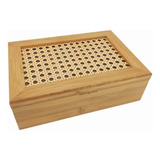 Caixa De Chá Organizadora Bambu Estojo 6 Divisórias Bancada