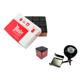Caixa De Giz Master Preto + Porta Giz Retratil Sinuca Bilhar