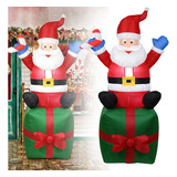 Caixa De Presente Inflável De Papai Noel De 1,8 M Com Luzes