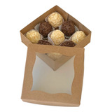 Caixa De Presente Kraft Doce 12x12x4 Com Visor 10 Unidades