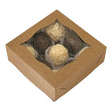 Caixa De Presente Kraft Para 9 Doces 12x12x4 Com Visor 50 Un