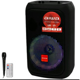 Caixa De Som Aiwa C karaokê microfone bluetooth Usb radio Cor Preto
