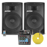 Caixa De Som Ativa E Passiva 15 600w + Mesa 5 Canais Usb Bt