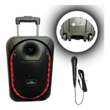 Caixa De Som Bluetooth Amplificada 40w Portátil Rodinha Led Cor Preto 110v/220v