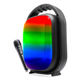 Caixa De Som Bluetooth Rgb Amplificada Karaokê P10 Fm Usb