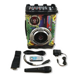 Caixa De Som Ecopower Karaoke Bluetooth E Mp3 - Ep-2220 Cor Colorido 110v/220v