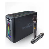Caixa De Som Imenso X32 120w Tws Rgb C/ 2 Microfones Sem Fio Cor Preto 110v/220v