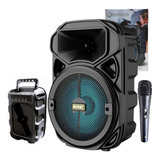 Caixa De Som Portátil Amplificada Bluetooth Karaokê Usb Mic