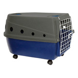 Caixa De Transporte Azul Dog Lar Nº4 - Com Rodas