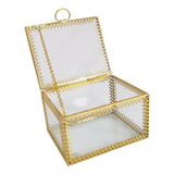 Caixa De Vidro Com Tampa De Ouro Estilo Vintage Pulseira De
