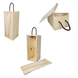 Caixa De Vinho Bebidas Com Alça Madeira Pinus 12x13,5x35cm