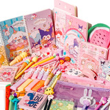 Caixa Kit Papelaria Fofa Kawai 15 Itens Criativos 