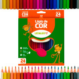 Caixa Lápis De Cor 24 Cores Material Escolar Multicolor Leo