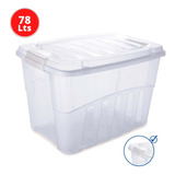 Caixa Organizador Grande Alta Transparente 78 Litros Bau Box