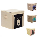 Caixa Organizadora Brinquedos Infantil Estampa Animal Linho