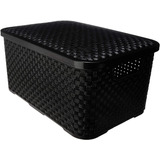 Caixa Organizadora Rattan Com Tampa 40 Litros Preto