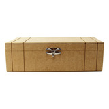 Caixa Para Vinho Riscada De Madeira Crua 36 X 13 X 10,5 Cm