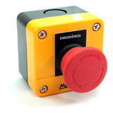 Caixa Plástica Amarela Botão De Emergência-
