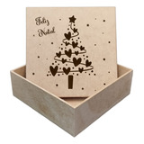 Caixa Presente Em Mdf Decorada Arvore De Natal 15x15x5