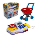 Caixa Registradora Infantil C/ Carrinho Mercado E Acessórios