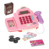 Caixa Registradora Infantil Calculadora Rosa Som Luz Scanner